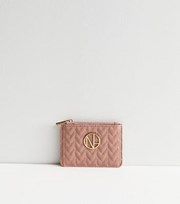 New Look Mid Pink Leather-Look Chevron Card Holder